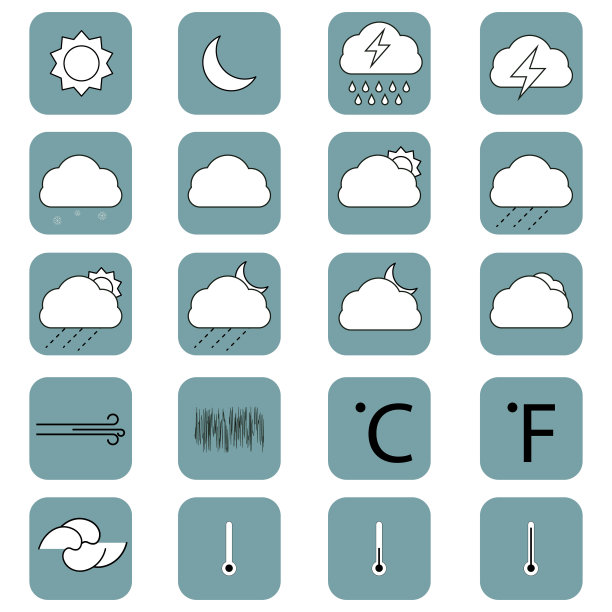 天气预报图标矢量图图片下载