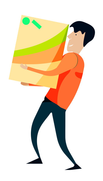 天啊，装载机能装很重的东西。送货上门。白色上的孤立向量图片下载