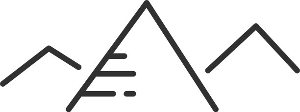 黑色山脉与阳光扁平线性图标图片下载