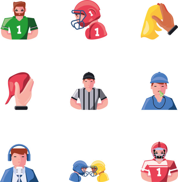 美式足球图标集设计图片下载