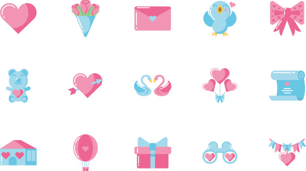 爱和情人节图标设置设计图片下载