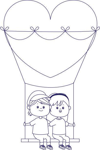 快乐的男孩和女孩的心摇摆平设计图片下载