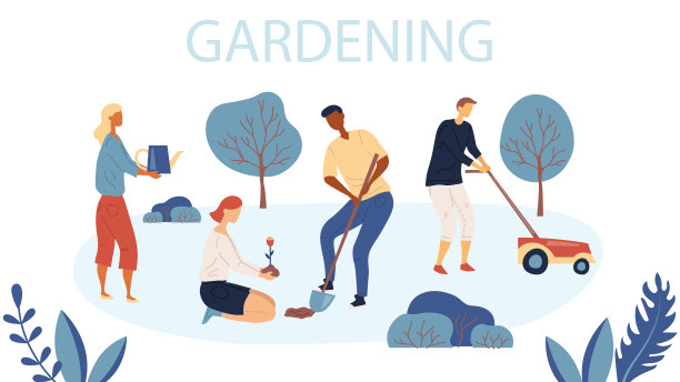 人们园艺女人和男人正在种植图片下载