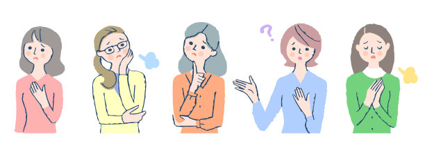 不同女人的一组困惑的面部表情图片下载