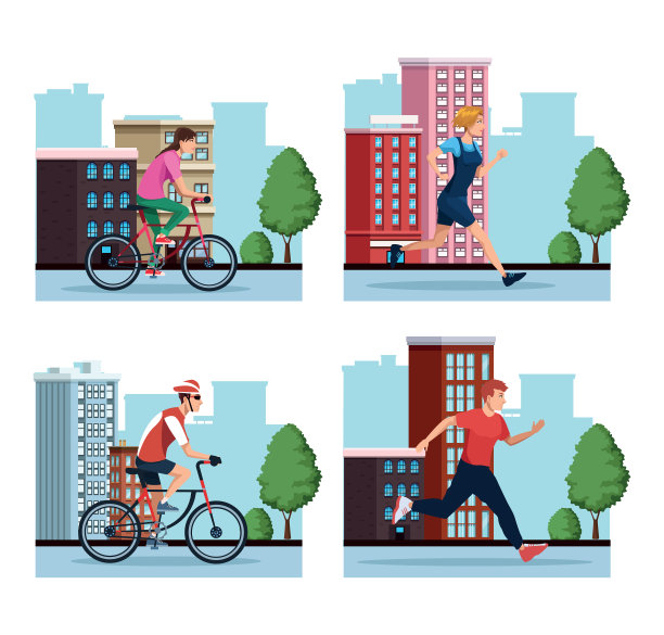 一群人在城市里锻炼图片下载