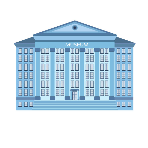 矢量插图的一个博物馆建筑。色彩柔和的历史建筑。孤立在白色背景上。图片下载