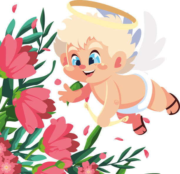 情人节贺卡与丘比特快乐图片下载