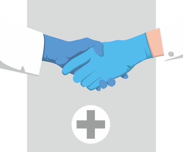 握手时戴医用手套。卫生官员握手图片下载