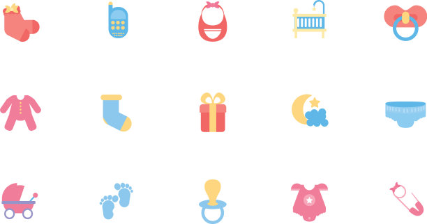 孤立的baobjects和玩具图标集图片下载