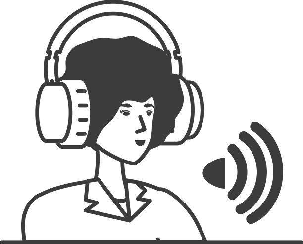 戴着耳机的可爱年轻女人图片下载