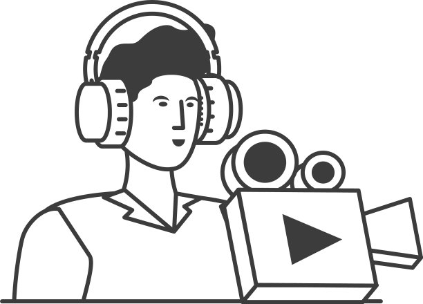 带着耳机和摄像机的年轻人图片下载