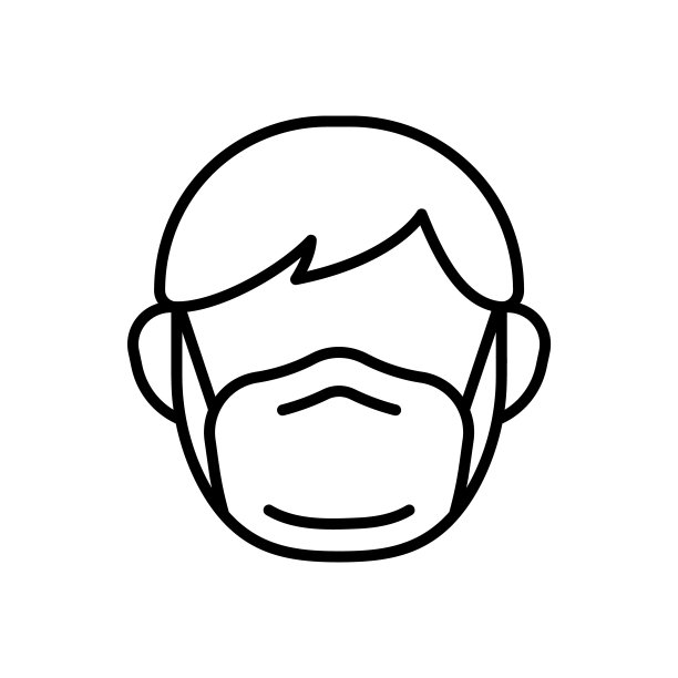 面罩图标。男性头部的线条艺术象形文字图片下载