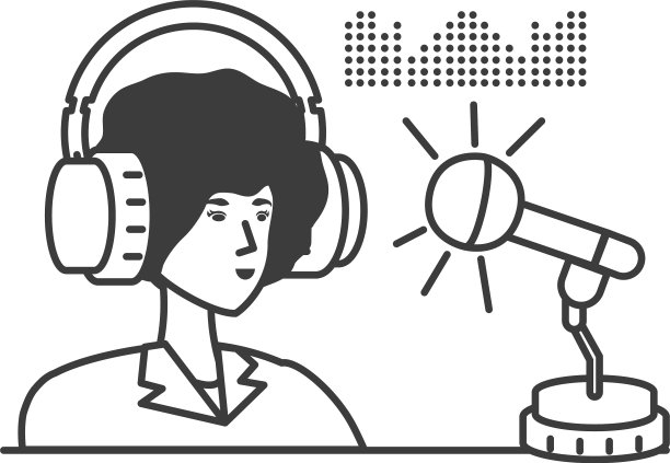 带着耳机和麦克风的可爱年轻女人图片下载