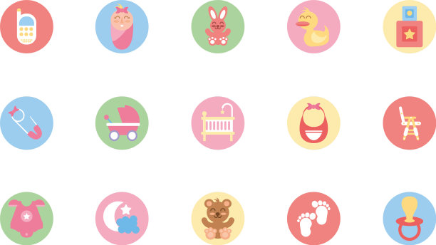 孤立的baobjects和玩具图标集图片下载