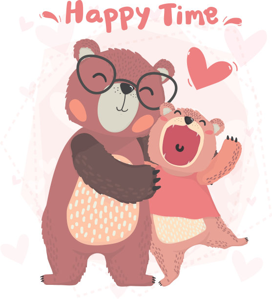 扁可爱快乐的爸爸和孩子秋天泰迪熊图片下载