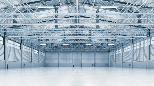 钢铁建筑厂房内部概貌。图片下载