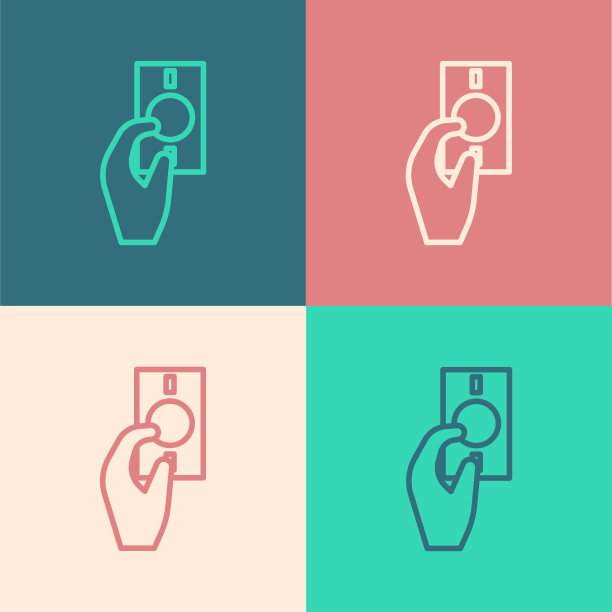 波普艺术线手握金钱图标孤立的颜色背景。美元或美元符号。现金银行货币符号。矢量图图片下载