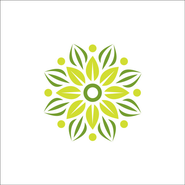 现代花卉瑜伽标志模板图片下载