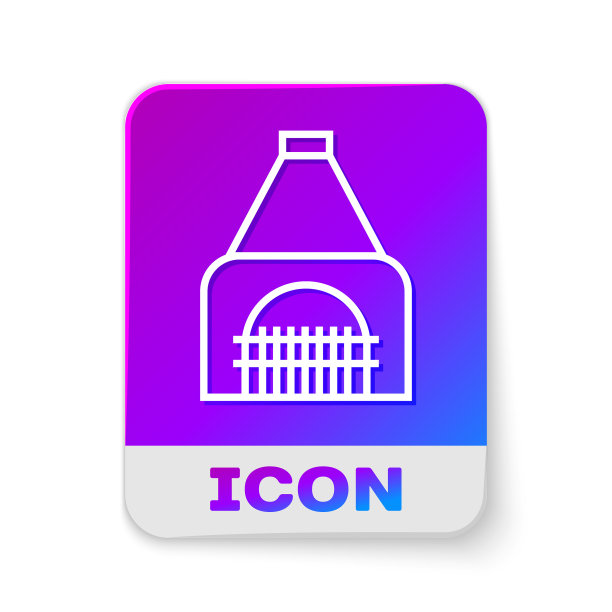 白色线内壁炉图标孤立图片下载