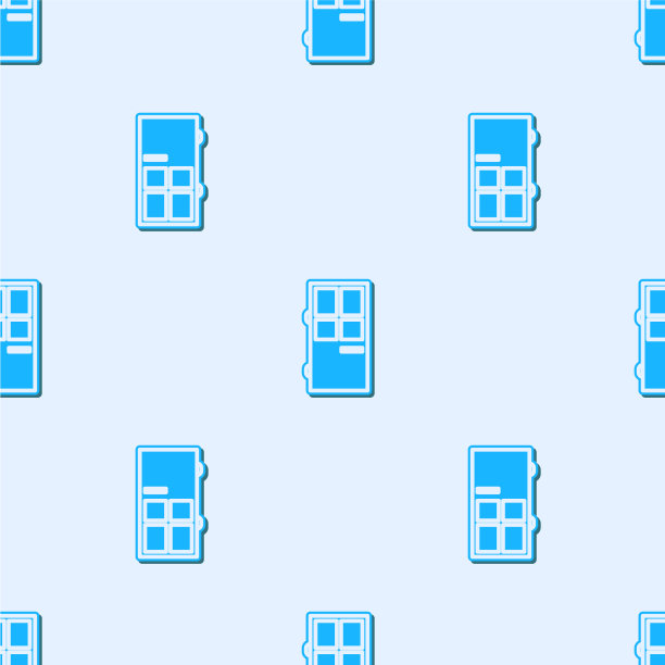 蓝色线关闭门图标隔离无缝图片下载