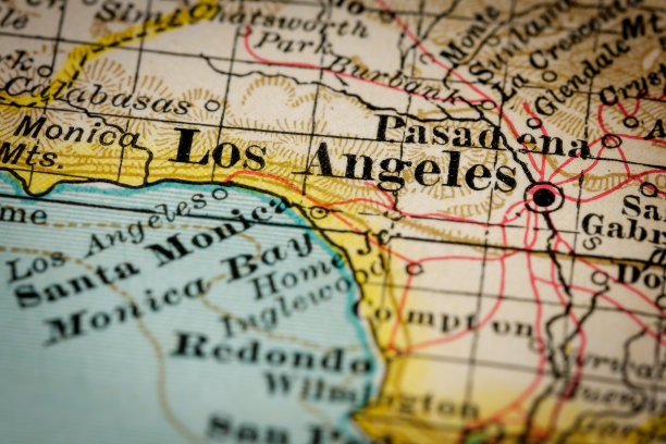 美国加利福尼亚州洛杉矶复古地图图片下载