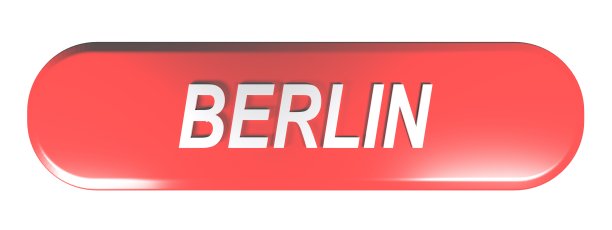柏林红色圆角矩形按钮- 3D渲染插图图片下载
