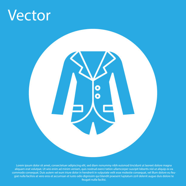 蓝色夹克或夹克图标孤立在蓝色图片下载