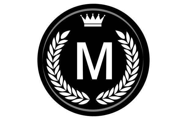 向量插图单色字母奖章，M图片下载