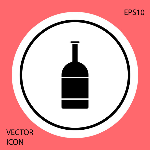 黑色啤酒瓶图标孤立在红色背景图片下载