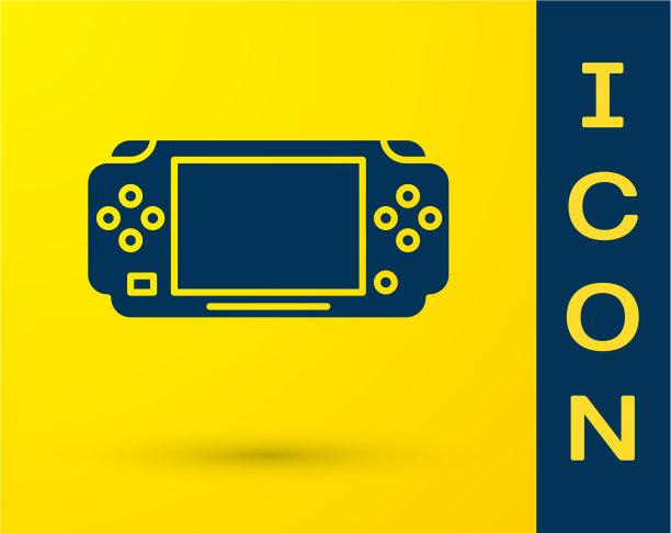 蓝色便携式视频游戏机图标隔离开图片下载