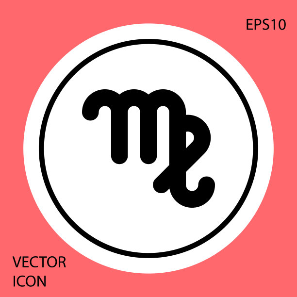 黑色处女座星座图标孤立在红色图片下载