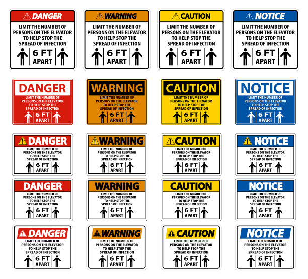 设置电梯物理距离标志隔离在白色背景，矢量插图EPS.10图片下载