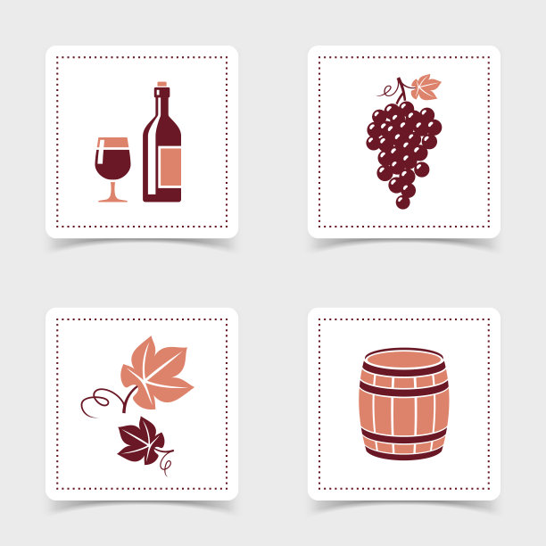 葡萄酒和葡萄矢量图标图片下载