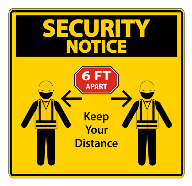 安全公告社会距离建设标志隔离在白色背景，向量插图EPS.10图片下载