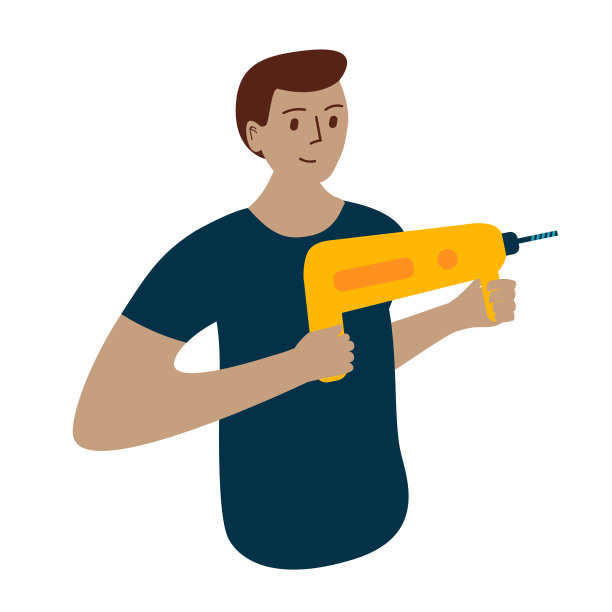 一个人用锤子钻墙。关于建筑、修理的说明。图片下载