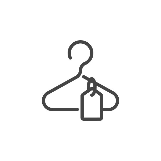 有抹布线图标的衣架。衣架的衣柜轮廓标志。象征着服装店、衣帽间、工作室。销售、折扣、广告概念标志。矢量插图孤立在白色上图片下载