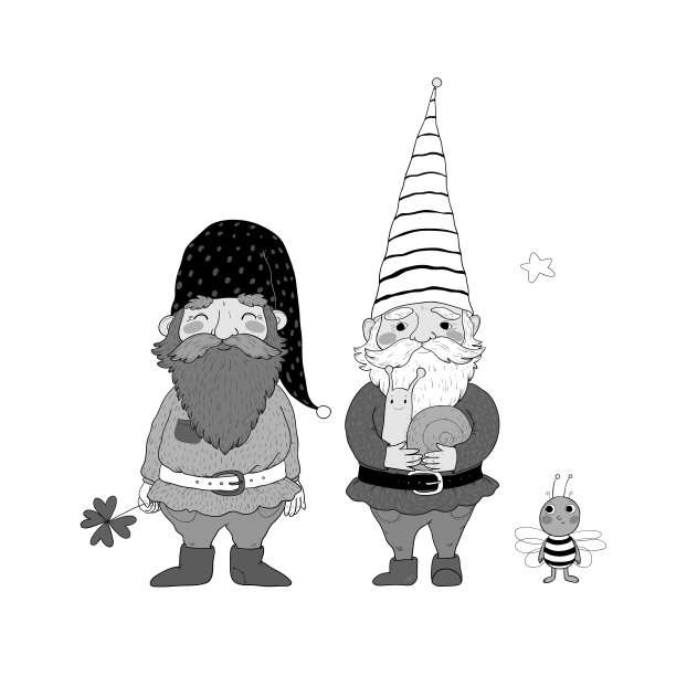 可爱的卡通小矮人。新年定。圣诞精灵。向量图片下载