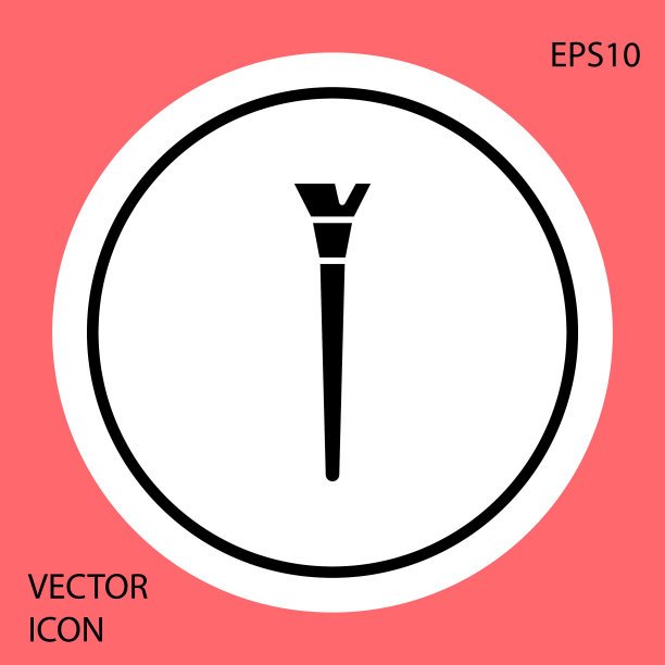 黑色化妆刷图标隔离在红色图片下载