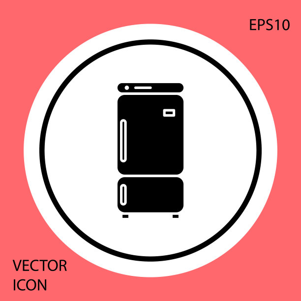 黑色冰箱图标隔离红色图片下载