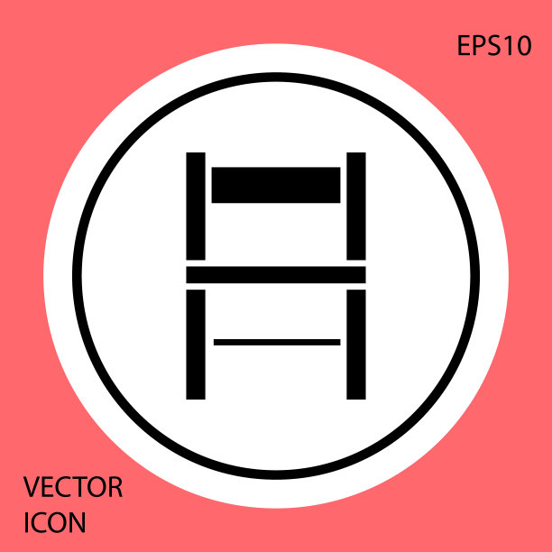 黑色椅子图标孤立在红色背景白色图片下载