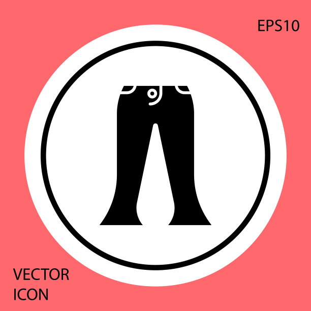 黑色裤子图标孤立在红色背景白色图片下载