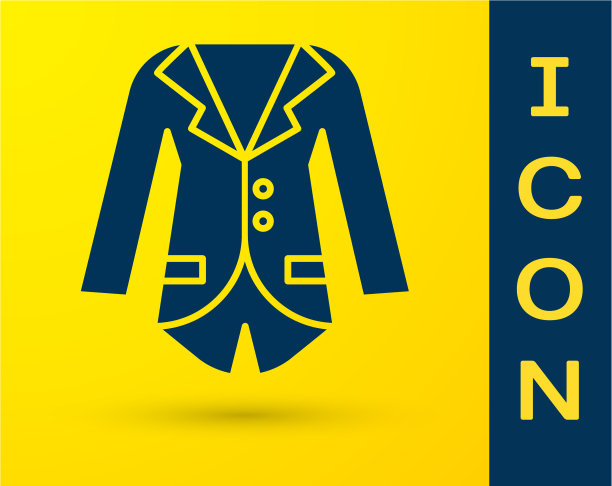 蓝色夹克或夹克图标孤立在黄色上图片下载