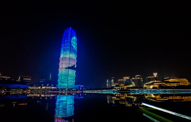 中国郑州CBD大厦夜景图片下载