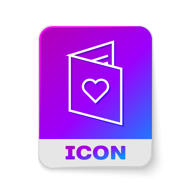 白色线条心形图案的情人节卡片图片下载