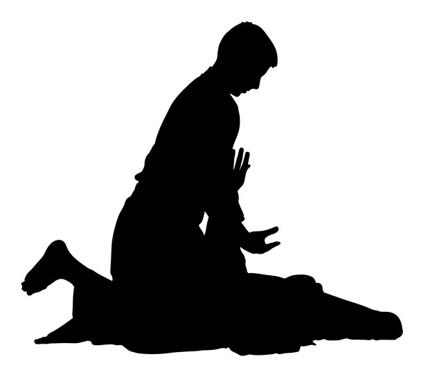 战斗的两个合气道战士剪影图片下载