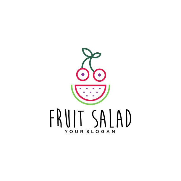 标志一个水果沙拉概念的健康食品图片下载