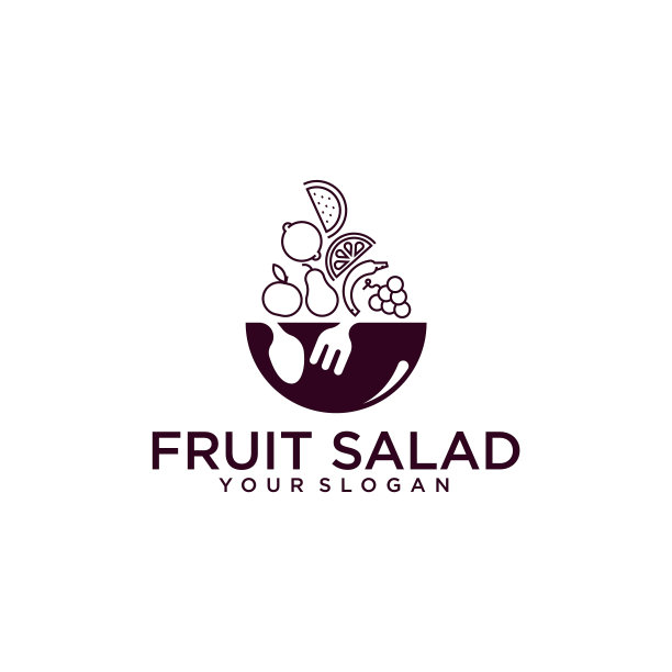标志一个水果沙拉概念的健康食品图片下载