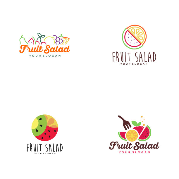 标志一个水果沙拉概念的健康食品图片下载