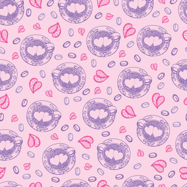 图案与咖啡杯图片下载