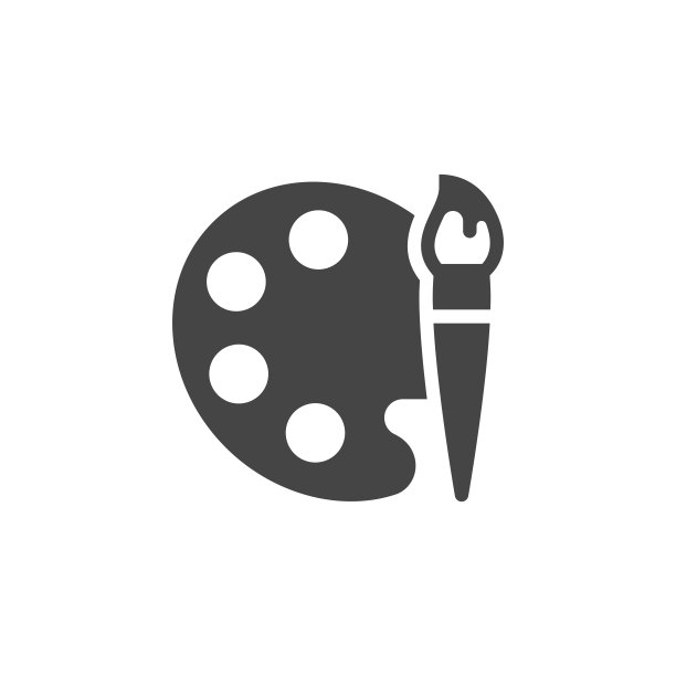 调色板油漆和画笔图标。象征绘画，艺术训练。艺术家的工具。图形平面的迹象。Web界面标签。矢量插图孤立在白色背景图片下载